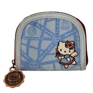 Vintage 2003 Sanrio Hello Kitty French Map Blue Angel Mini Coin Purse Wallet